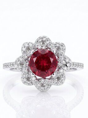Red Ruby Gemstone Ring set, real 925 Sterling Silver Charmed Aroma BP
